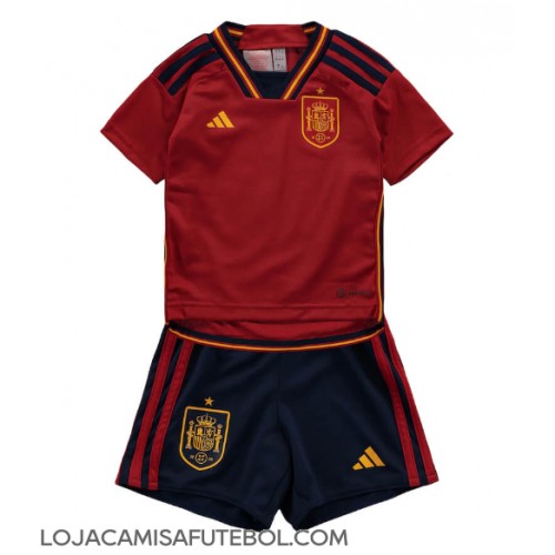 Camisa de Futebol Espanha Equipamento Principal Infantil Mundo 2022 Manga Curta (+ Calças curtas)